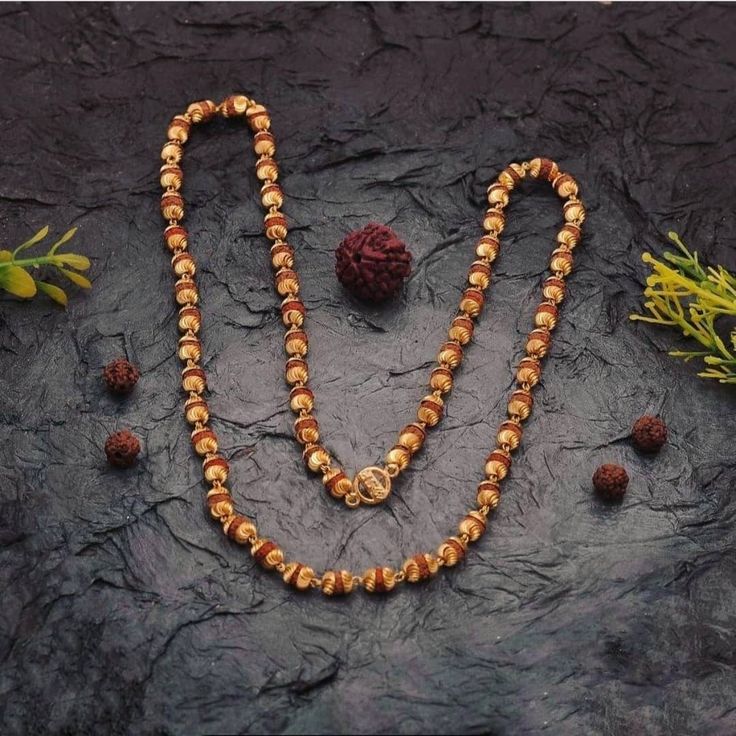 Original Rudraksha Mala Golden Plate - 108 beads (Lab Tested and Government Certified)